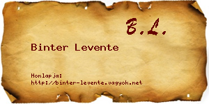 Binter Levente névjegykártya